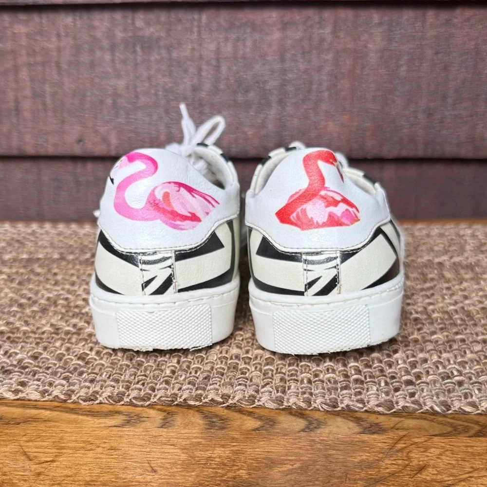 Women's Black and White Flamingo Neefs Sneakers size 39 8.5 made in Turkey